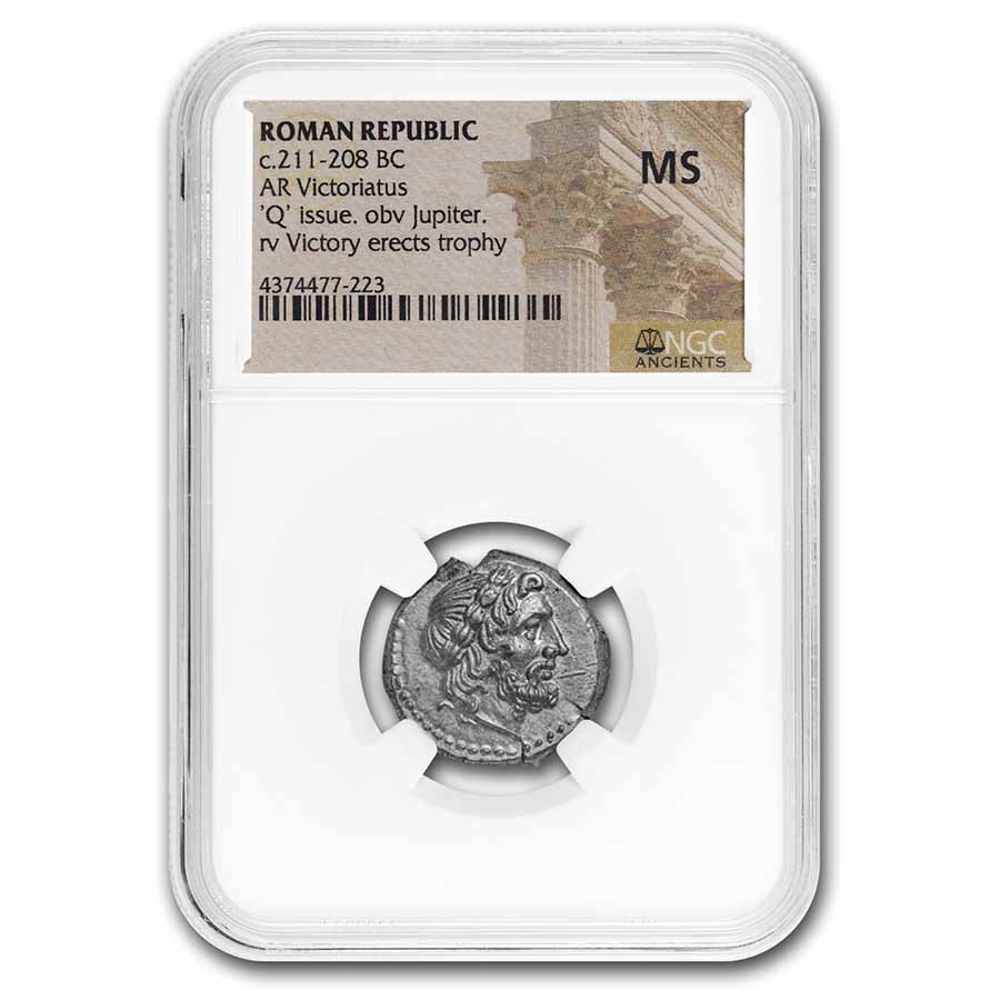 Roman Republic-Q Silver Victoriatus (211-208 BC) MS NGC