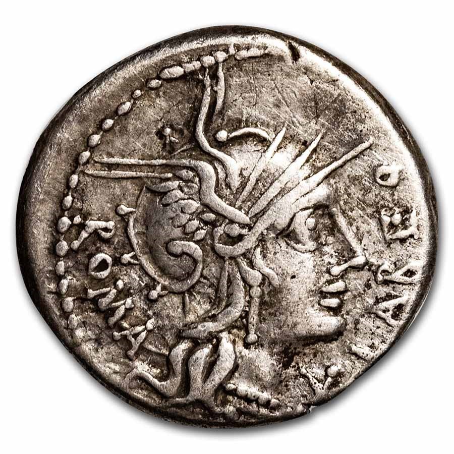Roman Republic Silver Denarius Q. Fabius (124 BC) XF (Cr-273/1)