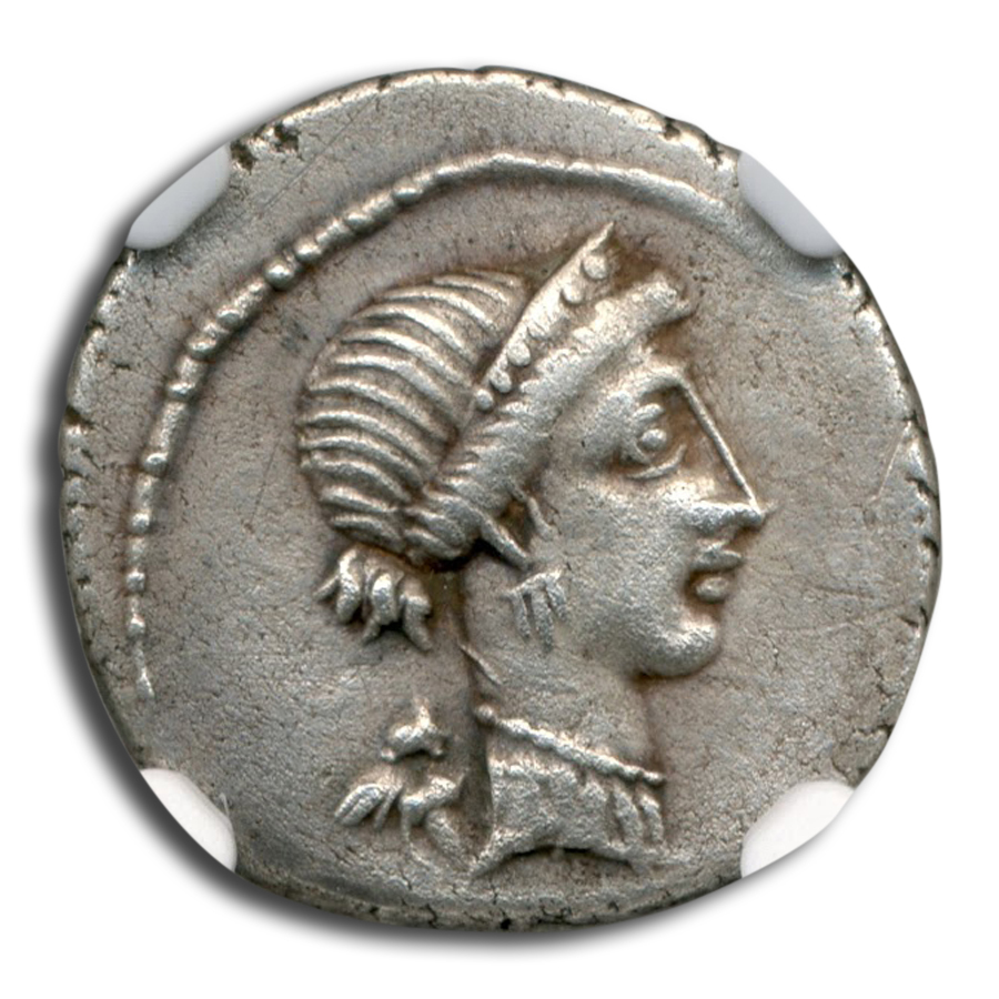 denarius with portrait of julius caesar 44 bce