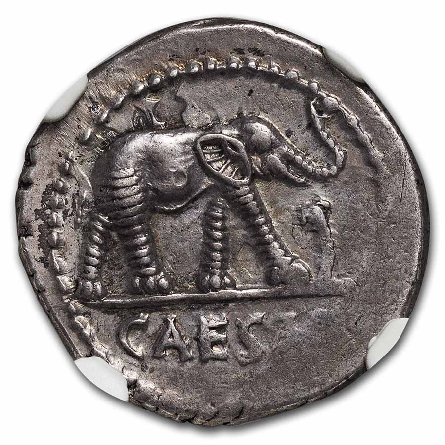 Buy Roman Silver Denarius Julius Caesar Elephant (49-48 BC) AU NGC | APMEX