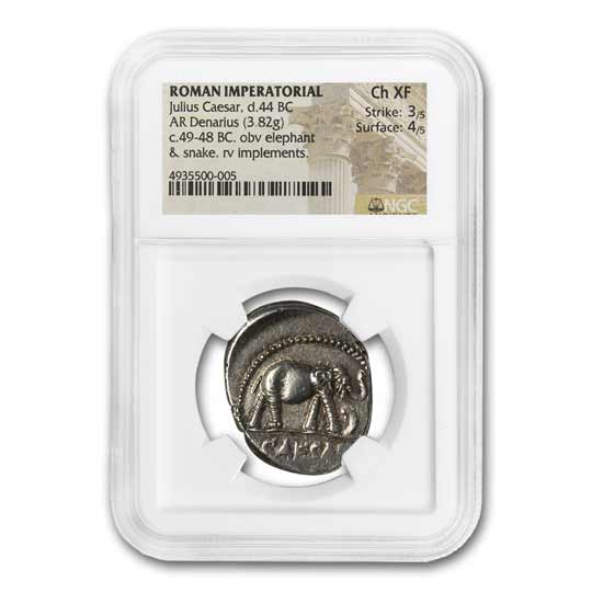 Buy Roman Silver Denarius Julius Caesar Elephant (49-48 BC) Ch XF NGC ...