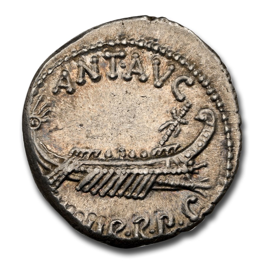 Roman Silver Denarius Marc Antony Legion VI (30 BC) Ch AU NGC