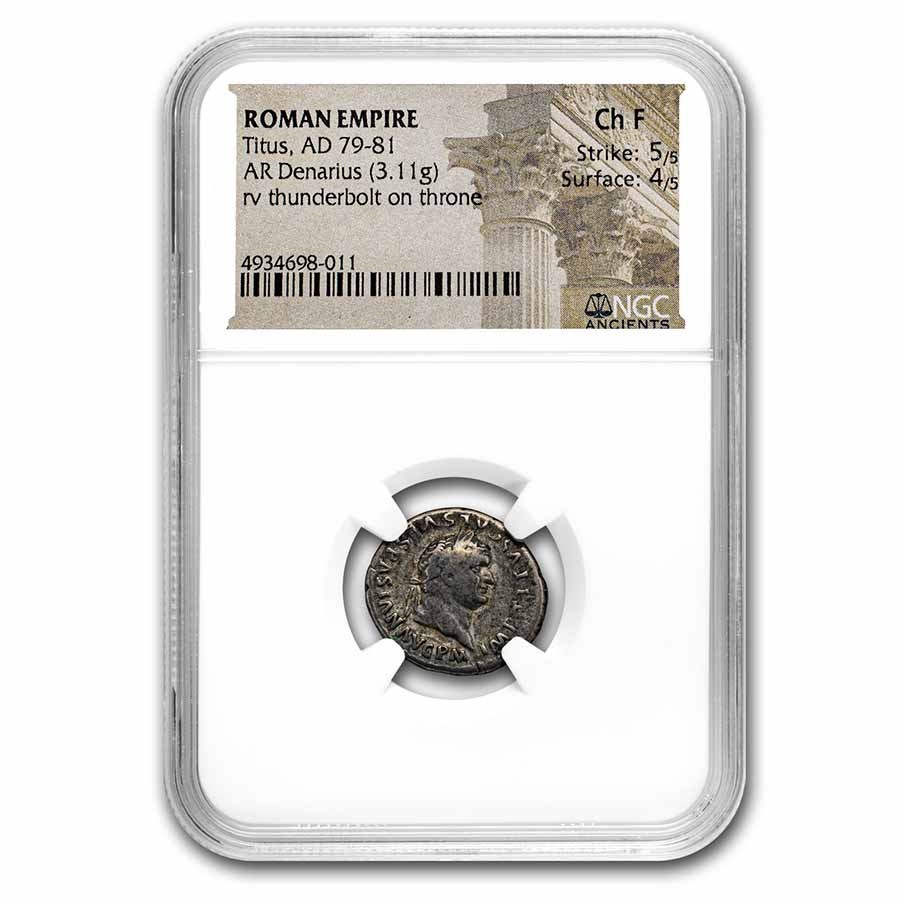 Buy Roman Silver Denarius Titus (79-81 AD) Ch Fine NGC (RIC II.1 119 ...