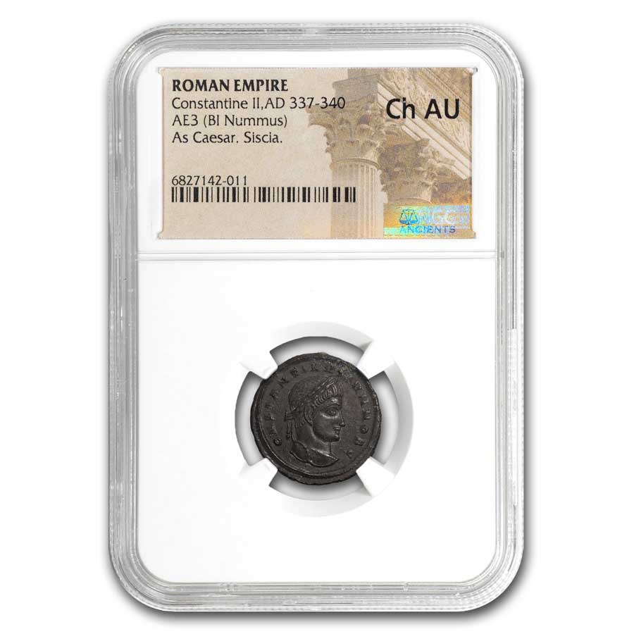 Rome BI Nummus Constantine II 337-340 AD Ch AU NGC (Random Coin)