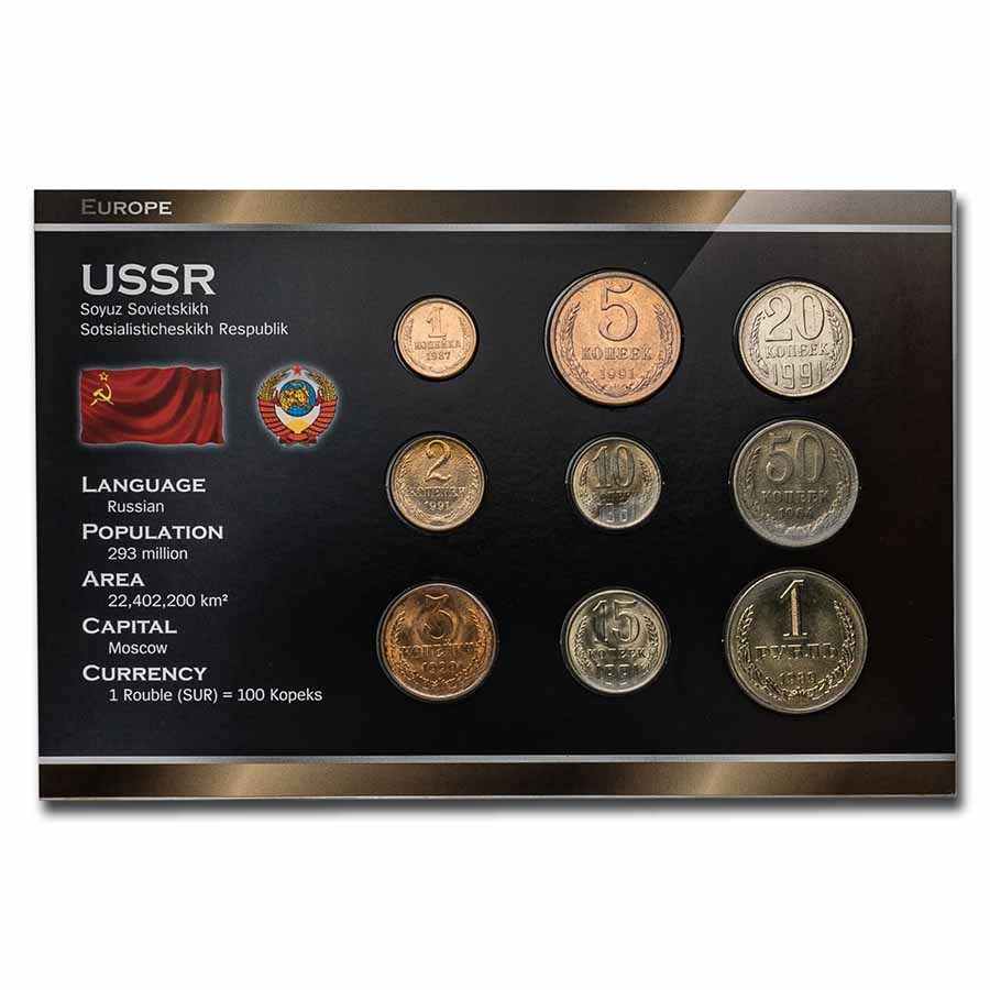 Russia USSR 9-Coin Set BU