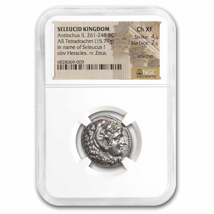 Seleucid Kingdom AR Tetradrachm (261-246 BC) Ch XF NGC