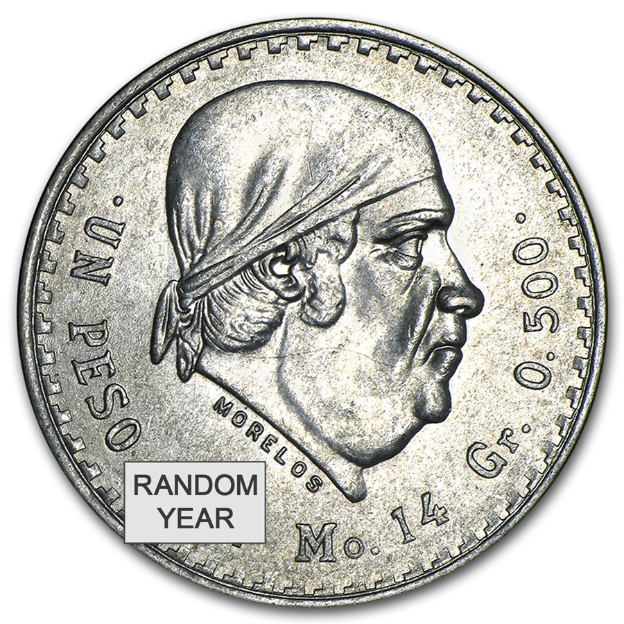 Silver Mexican 1 Peso Morelos (1947-1949) Avg Circ