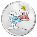 Smurfs Happy Birthday 1 oz Colorized Silver