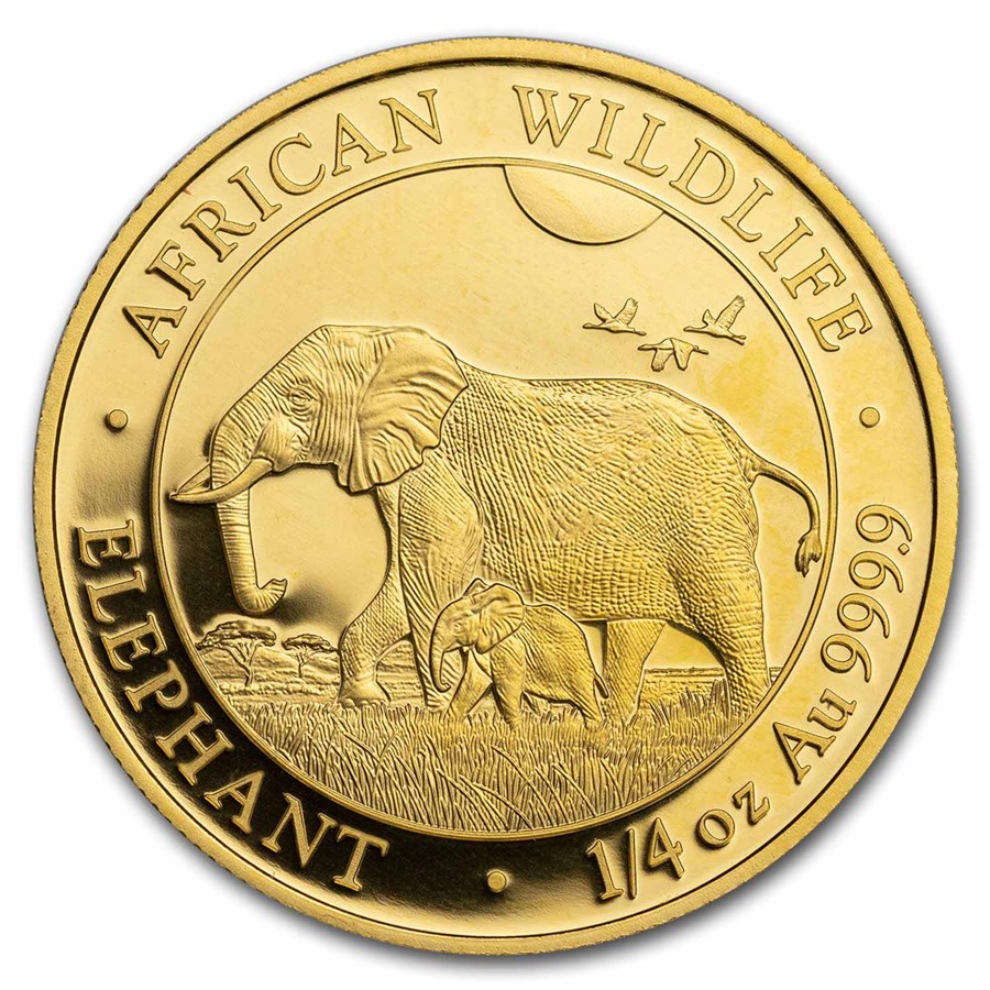 Somalia 1/4 oz Gold African Elephant BU (Random Year)