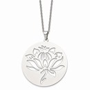 Stainless Steel Flower Cutout Pendant Necklace - 22 in.