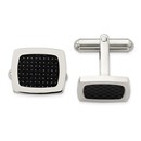 Stainless Steel Polished Black Carbon Cuff Links