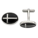 Stainless Steel Polished Black Enamel Cuff Links