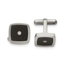 Stainless Steel Polished Enameled CZ Cuff Links
