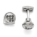 Stainless Steel Polished Stick Shift Design Enameled Cuff Links