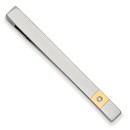 Stainless Steel Yellow IP-plated Diamond Accent Tie Bar