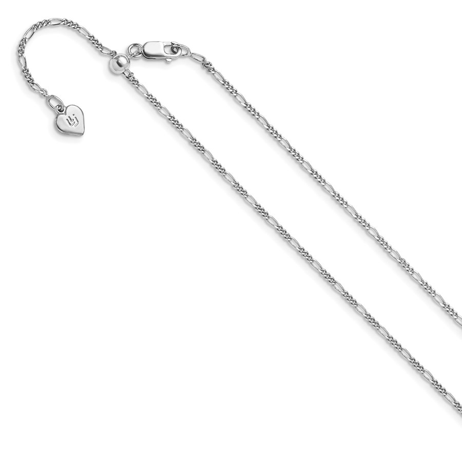 Sterling Silver 1.55mm Adjustable Figaro Chain - 22 in.