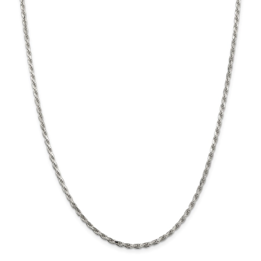 Sterling Silver 2.5 mm Diamond Cut Rope Chain - 20 in.