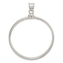 Sterling Silver 39.4 x 3.1 mm Screw Top Coin Diamond-cut Bezel