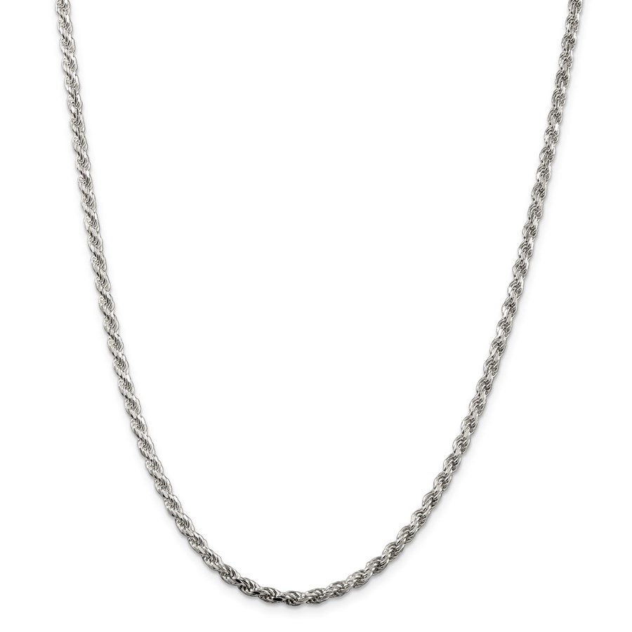 Sterling Silver 3mm Diamond-cut Rope Chain - 22 in.