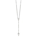 Sterling Silver Beaded Rosary with 1.25in .ext Necklace - 18 in.