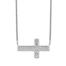 Sterling Silver CZ Cross Necklace - 16 in.