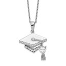 Sterling Silver CZ Graduation Cap Necklace - 17.5 in.