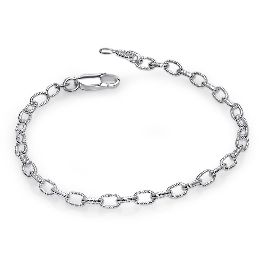 Buy Sterling Silver Fancy Rolo Chain 7" Bracelet | APMEX