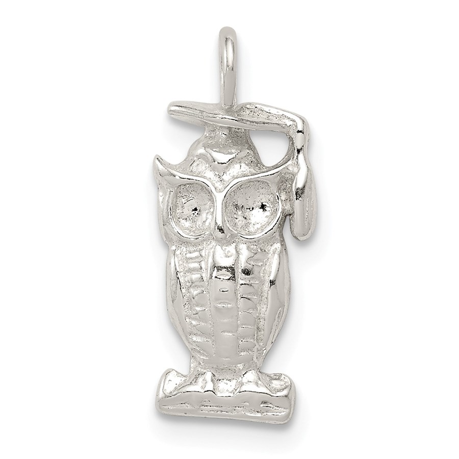 Sterling Silver Graduation Owl Charm