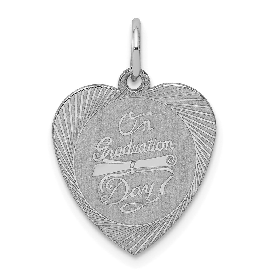 Sterling Silver On Graduation Day Heart Disc Charm