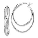 Sterling Silver Polished and Textured Hoop Earrings - 37 mm