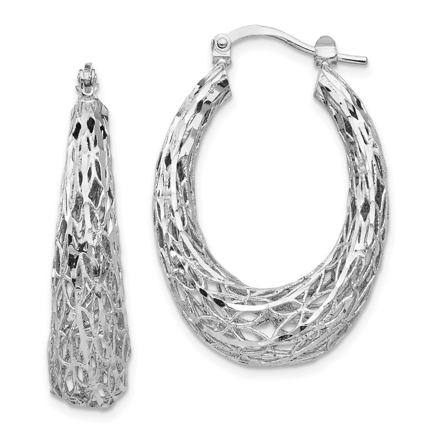 Sterling Silver Polished D/C Oval Hoop Earrings - 32.79 mm