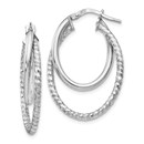 Sterling Silver Polished D/C Oval Hoop Earrings - 32 mm