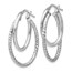 Sterling Silver Polished D/C Oval Hoop Earrings - 32 mm