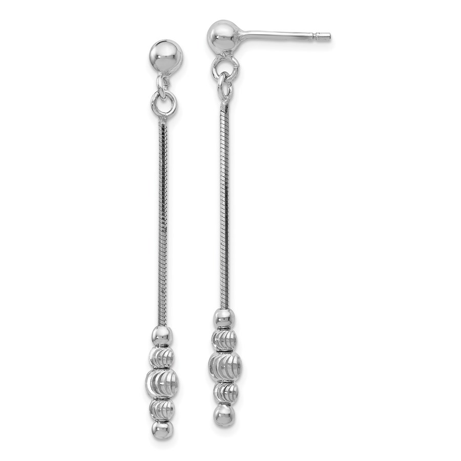 Sterling Silver Polished & D/C Post Dangle Earrings - 45 mm