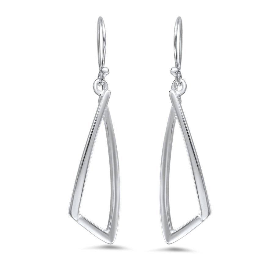 Sterling Silver Polished Dangle Triangular Earrings