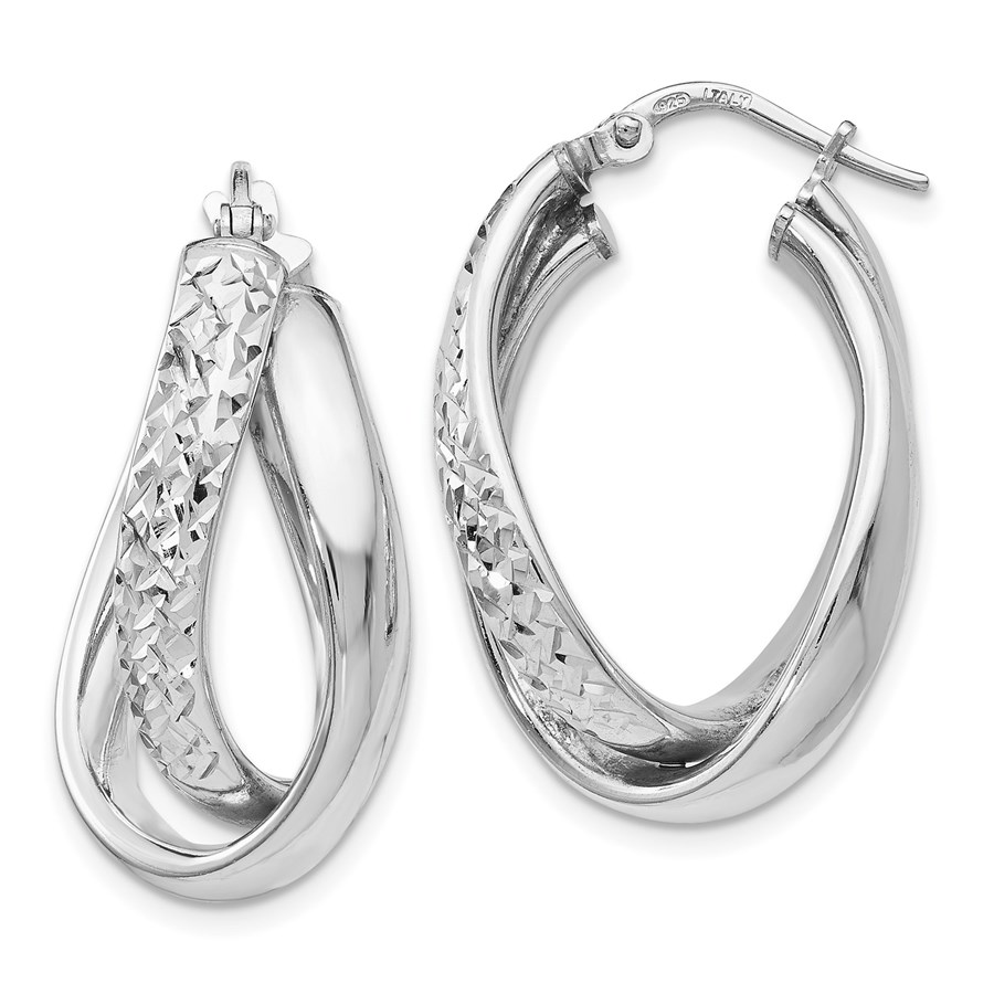 Sterling Silver Polished Fancy Hoop Earrings - 26 mm