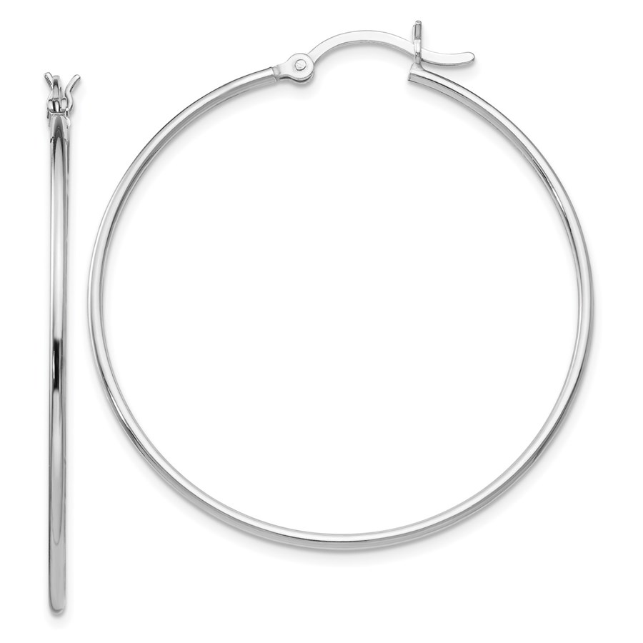 Sterling Silver Polished Hinged Hoop Earrings - 40 mm