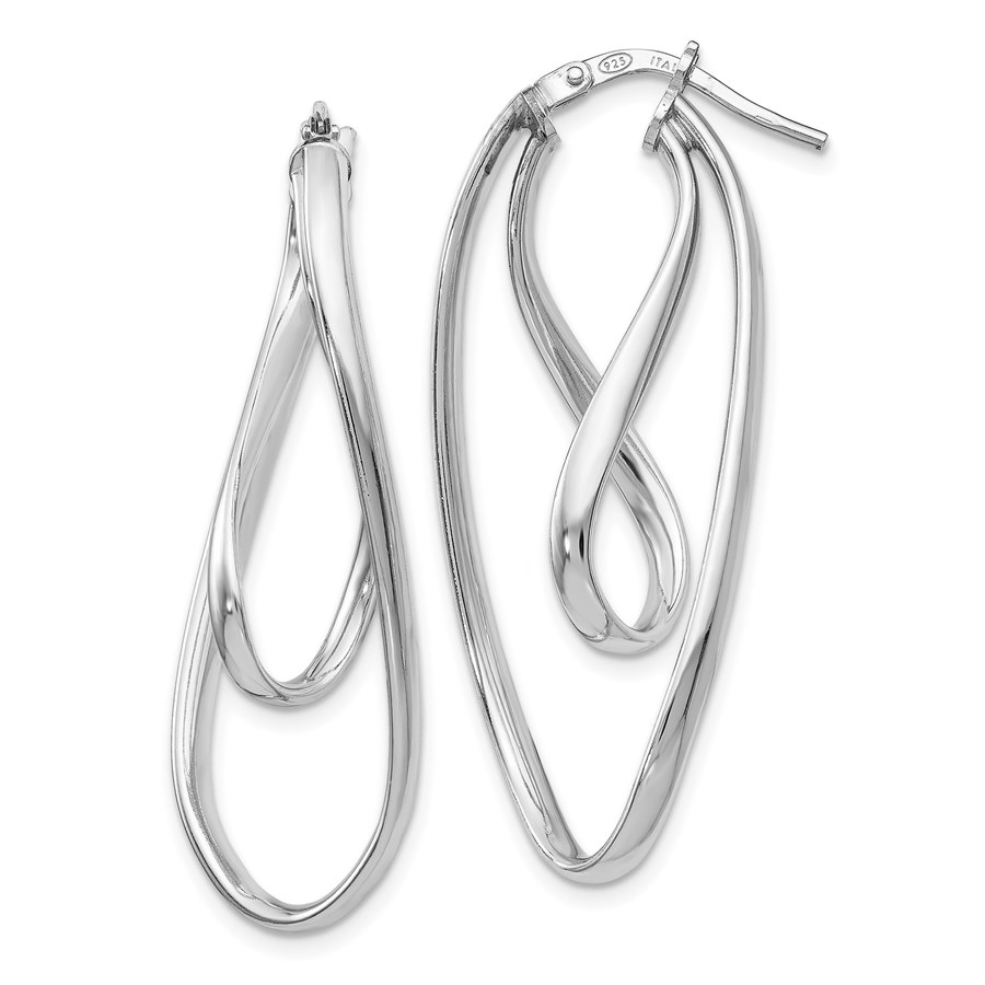 Sterling Silver Polished Twisted Oval Hoop Earrings - 39.5 mm