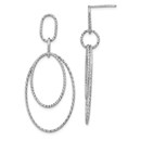 Sterling Silver Rh-plated D/C Oval Post Dangle Earrings - 51 mm