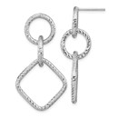 Sterling Silver Rh-plated D/C Post Dangle Earrings - 43 mm