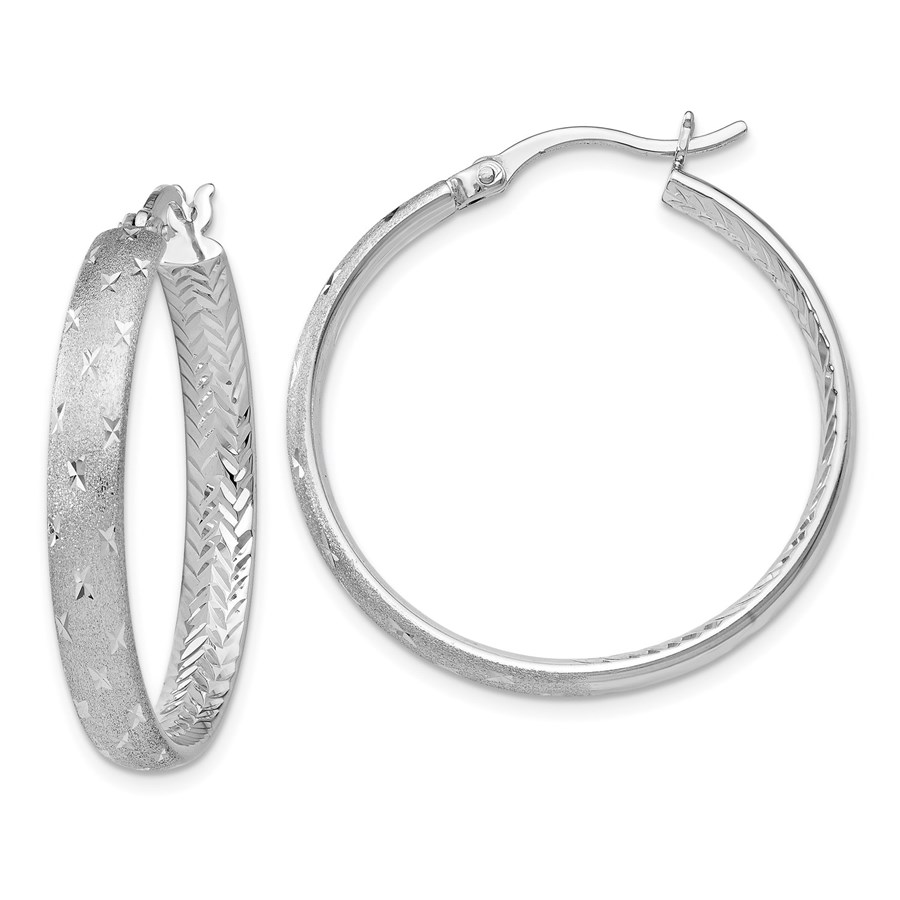 Sterling Silver Rhodium In/Out D/C Earrings - 31 mm