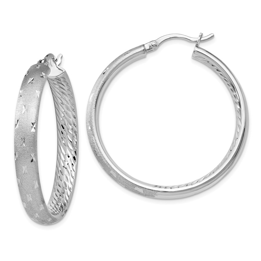 Sterling Silver Rhodium In/Out D/C Earrings - 39 mm