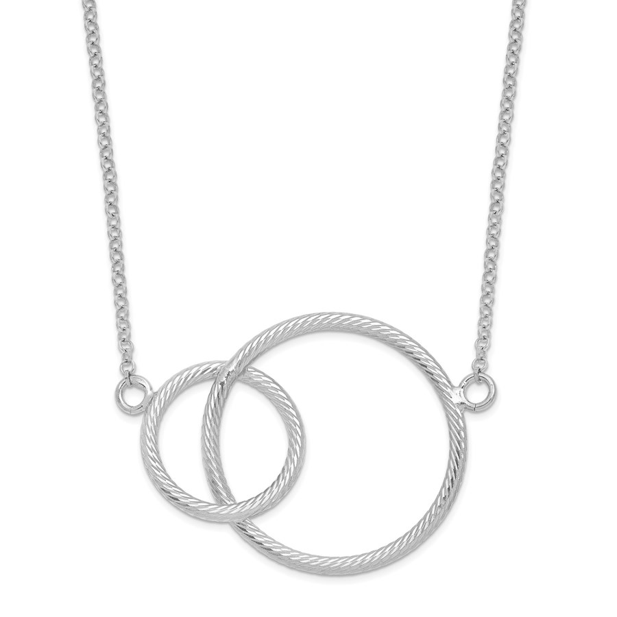 Sterling Silver Rhodium Intertwined Circles Necklace - 18 in.
