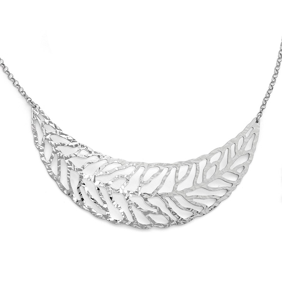 Sterling Silver Rhodium Plated Fancy Necklace