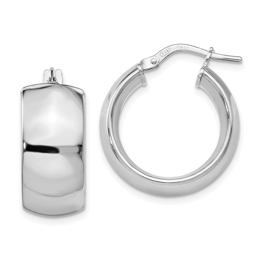 Sterling Silver Rhodium-plated Hoop Earrings - 21 mm