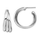 Sterling Silver Rhodium-plated Polished Hoop Earrings - 24.3 mm