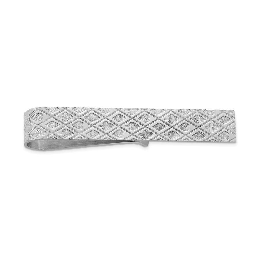 Sterling Silver Rhodium-plated Tie Bar - Ace of Spades