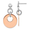 Sterling Silver Rose Gold RP D/C Post Dangle Earring - 35.1 mm