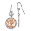 Sterling Silver Rose-tone MOP Tree of Life Earrings - 39.5 mm