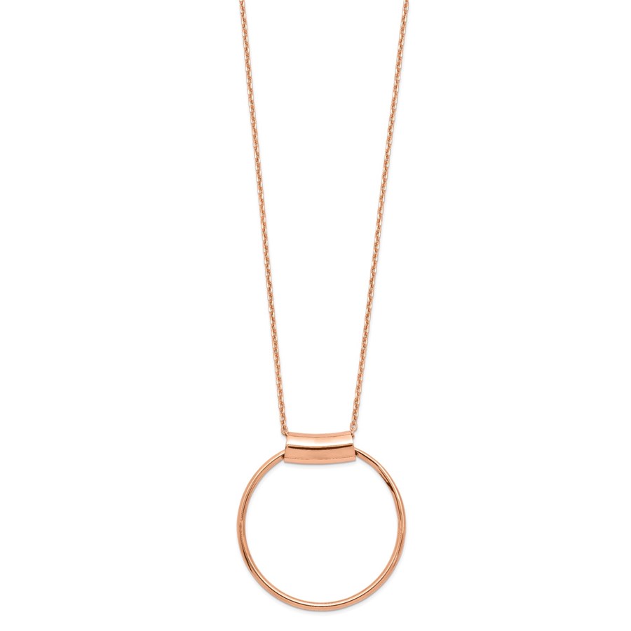 Sterling Silver Rose-tone Polished w/1in ext Necklace - 18 in.